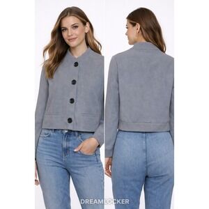 Rachel Zoe Womens Woven Cropped Jacket Collegiate Academia Medium NEW